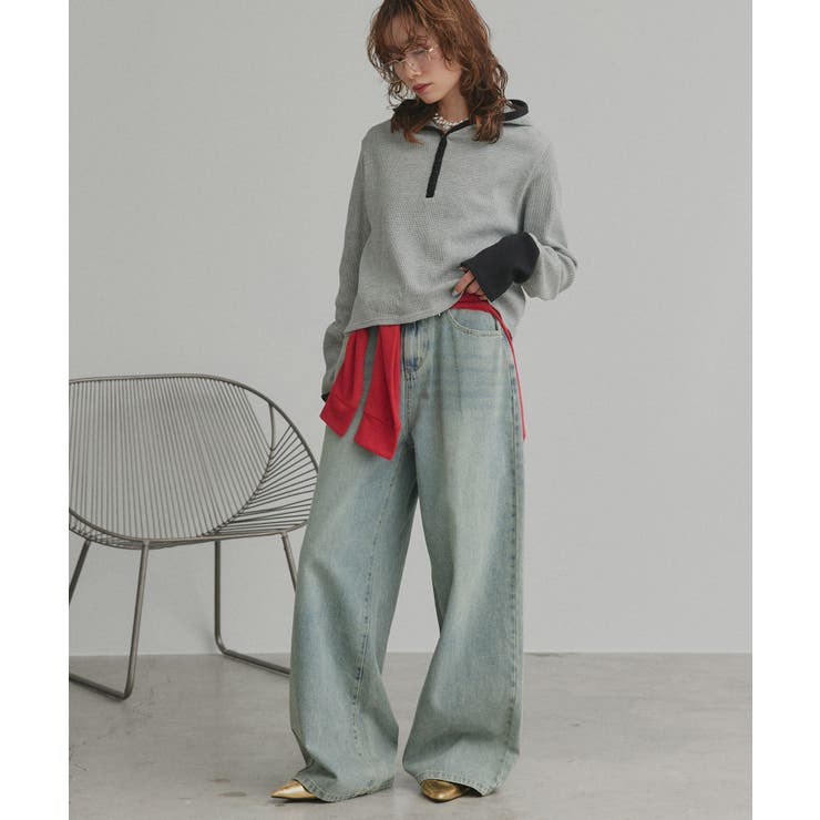 【2026SS新作】バイカラーワッフルパーカー | ad thie | 詳細画像33 