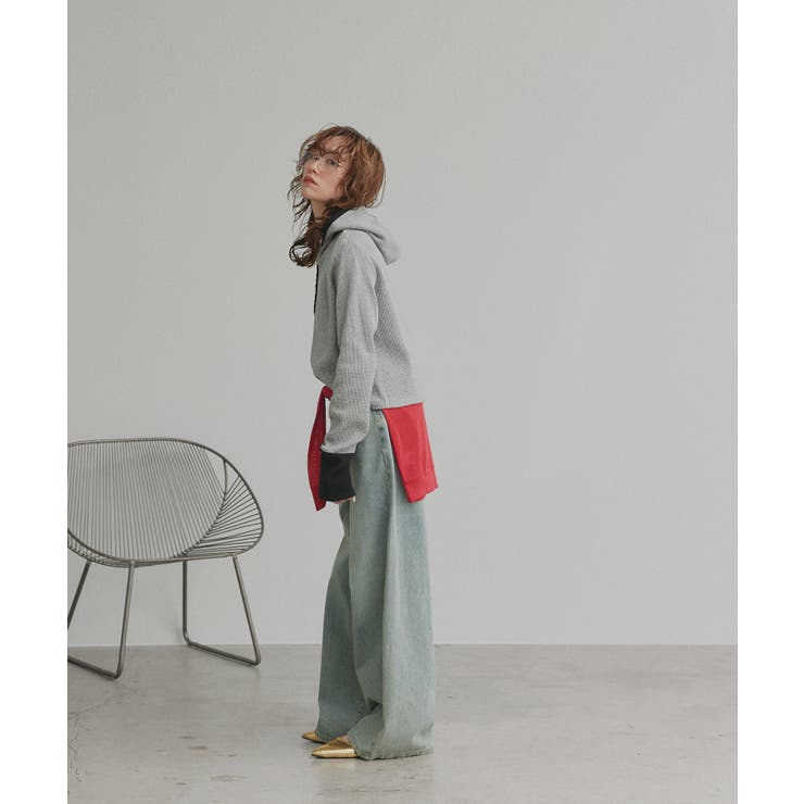 【2026SS新作】バイカラーワッフルパーカー | ad thie | 詳細画像34 