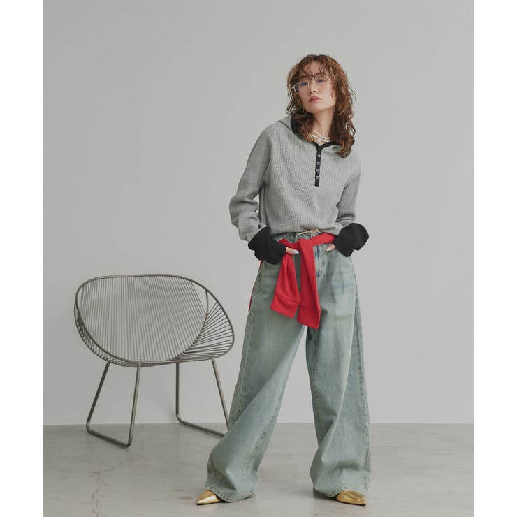 【2026SS新作】バイカラーワッフルパーカー | ad thie | 詳細画像35 