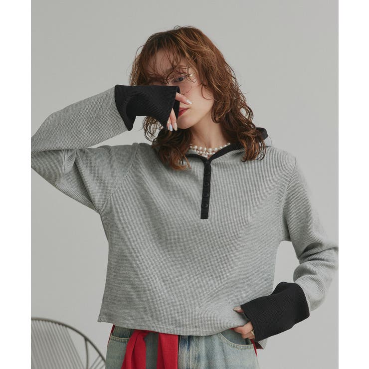 【2026SS新作】バイカラーワッフルパーカー | ad thie | 詳細画像36 