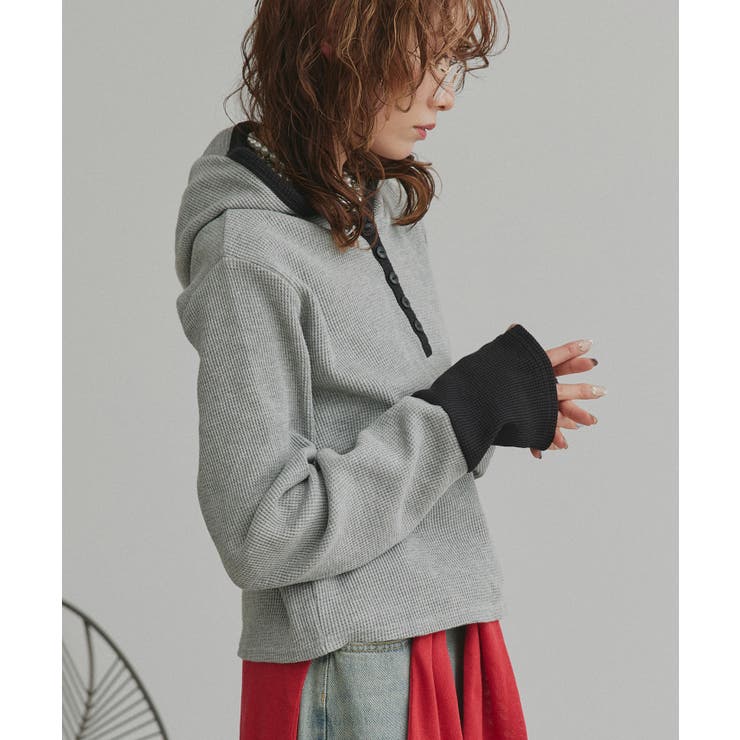 【2026SS新作】バイカラーワッフルパーカー | ad thie | 詳細画像37 