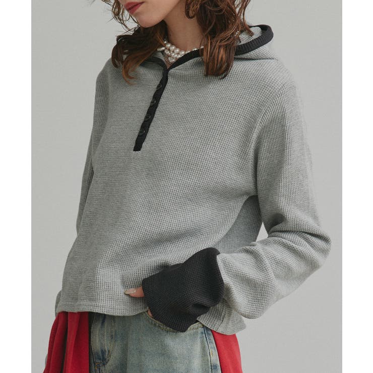 【2026SS新作】バイカラーワッフルパーカー | ad thie | 詳細画像38 