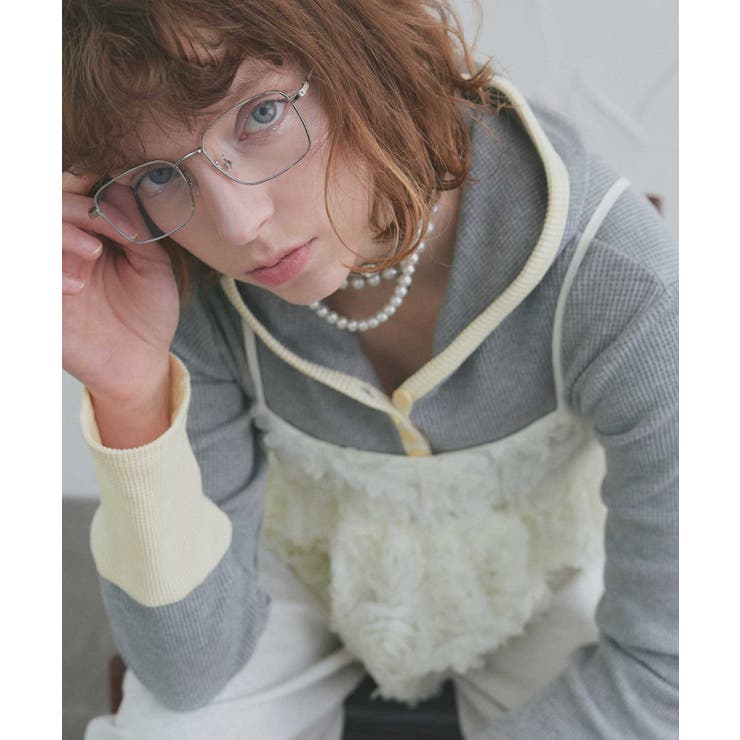 【2026SS新作】バイカラーワッフルパーカー | ad thie | 詳細画像6 