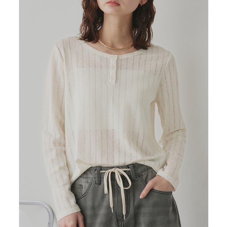 【2026SS新作】シアーリブヘンリーネックトップス | ad thie | 詳細画像5 
