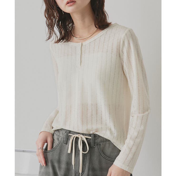 【2026SS新作】シアーリブヘンリーネックトップス | ad thie | 詳細画像6 