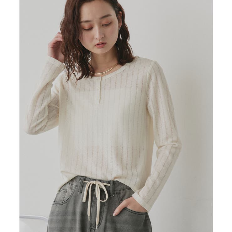 【2026SS新作】シアーリブヘンリーネックトップス | ad thie | 詳細画像7 