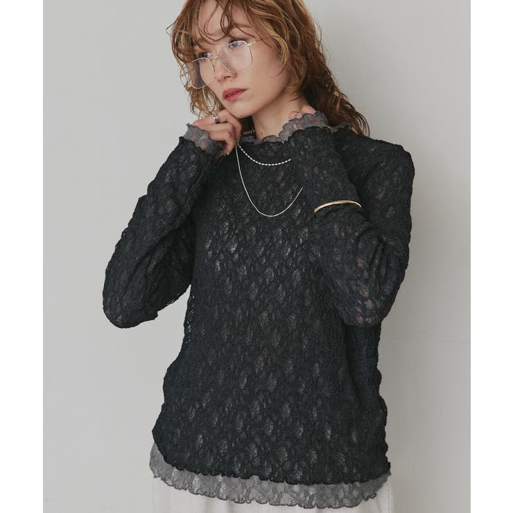 【2026SS新作】リバーシブルプチハイネックレーストップス | ad thie | 詳細画像12 