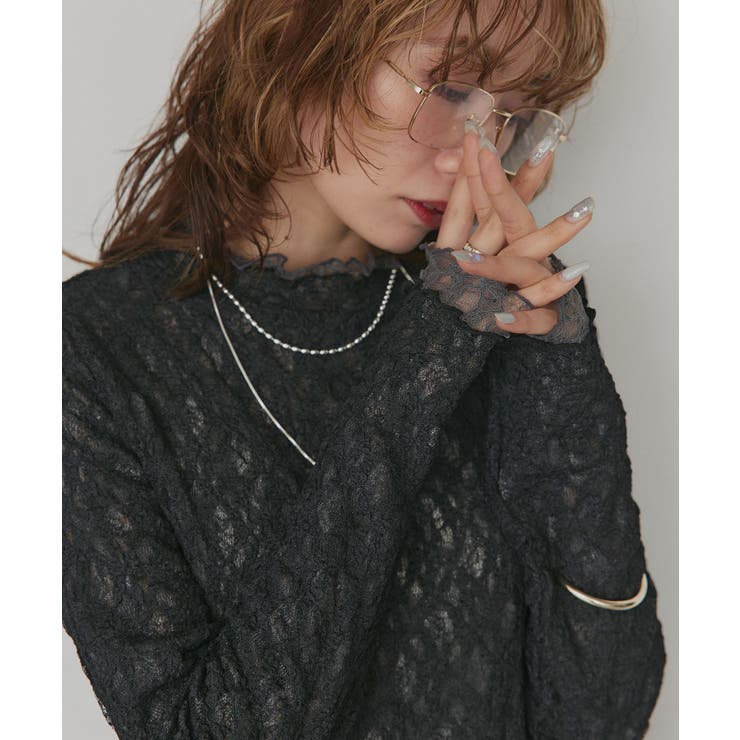 【2026SS新作】リバーシブルプチハイネックレーストップス | ad thie | 詳細画像16 