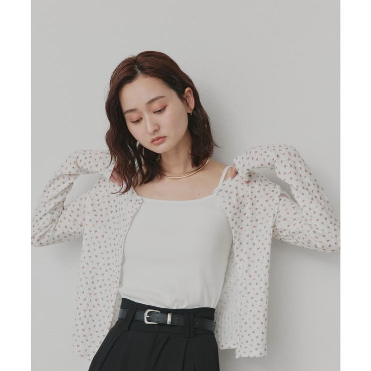 【2026SS新作】小花柄透かし編みニットカーディガン リブキャミソールセット | ad thie | 詳細画像12 