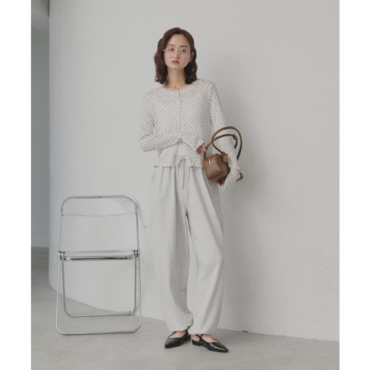 【2026SS新作】小花柄透かし編みニットカーディガン リブキャミソールセット | ad thie | 詳細画像14 