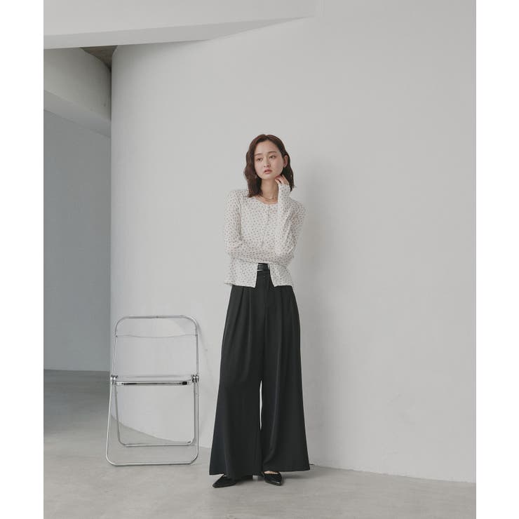 【2026SS新作】小花柄透かし編みニットカーディガン リブキャミソールセット | ad thie | 詳細画像2 