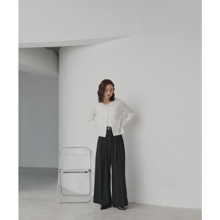 【2026SS新作】小花柄透かし編みニットカーディガン リブキャミソールセット | ad thie | 詳細画像3 