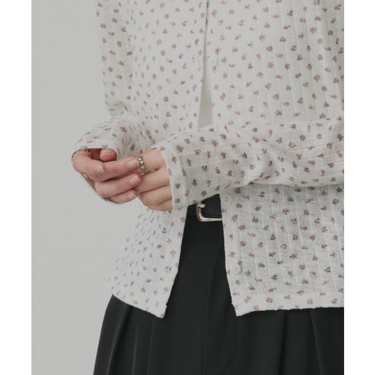 【2026SS新作】小花柄透かし編みニットカーディガン リブキャミソールセット | ad thie | 詳細画像7 