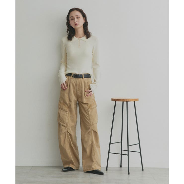 【2026SS新作】ダブルカラーポロニットトップス | ad thie | 詳細画像11 