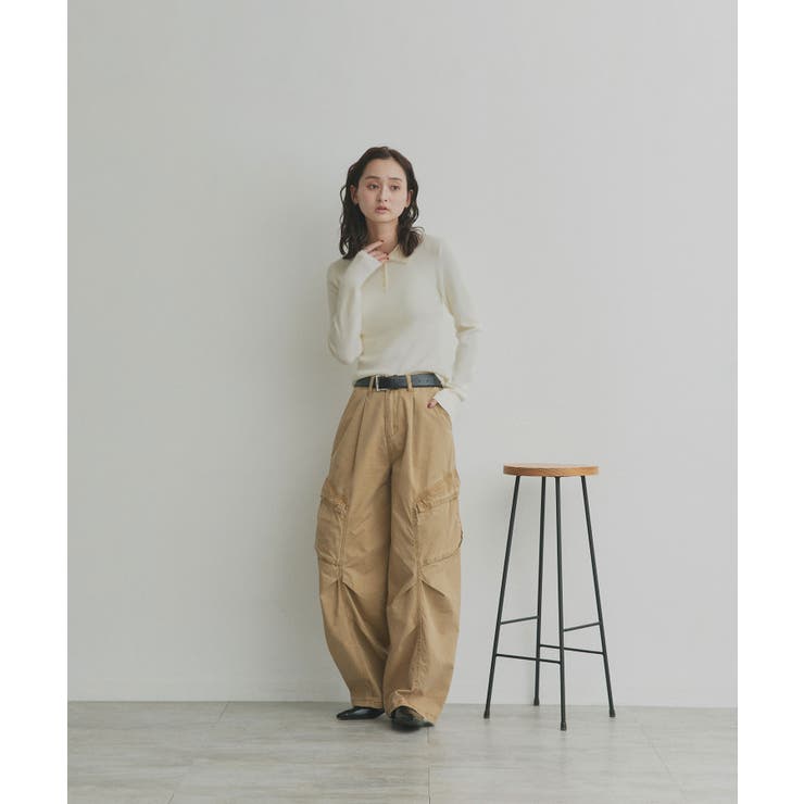 【2026SS新作】ダブルカラーポロニットトップス | ad thie | 詳細画像12 