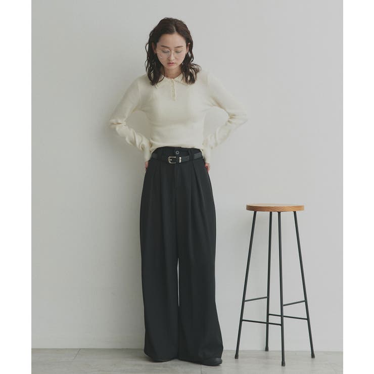 【2026SS新作】ダブルカラーポロニットトップス | ad thie | 詳細画像19 