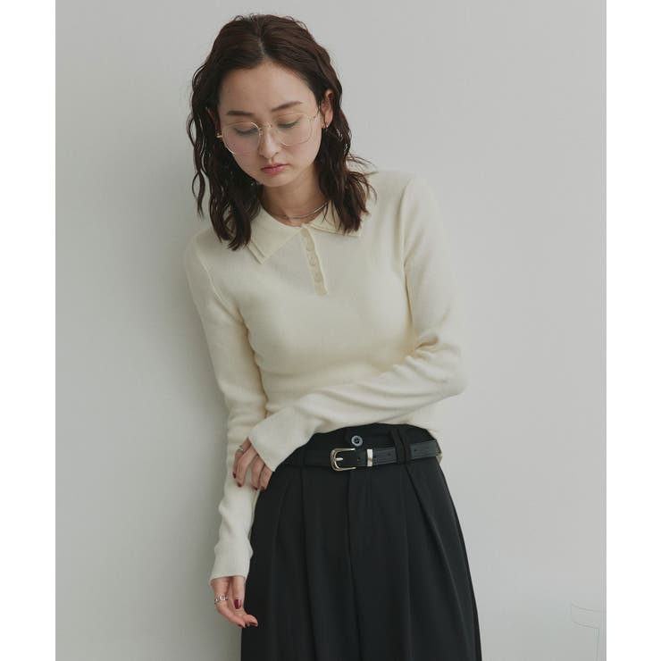 【2026SS新作】ダブルカラーポロニットトップス | ad thie | 詳細画像22 