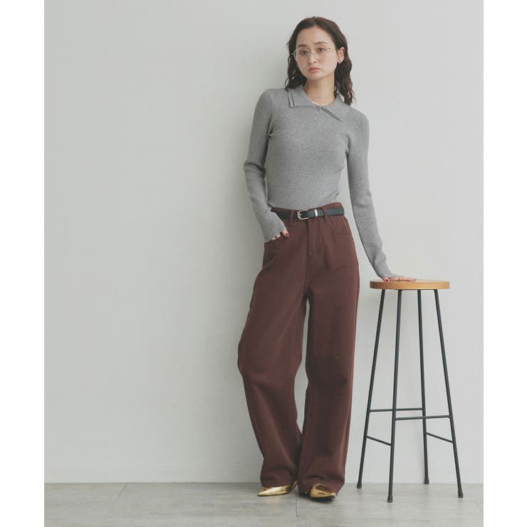 【2026SS新作】ダブルカラーポロニットトップス | ad thie | 詳細画像26 