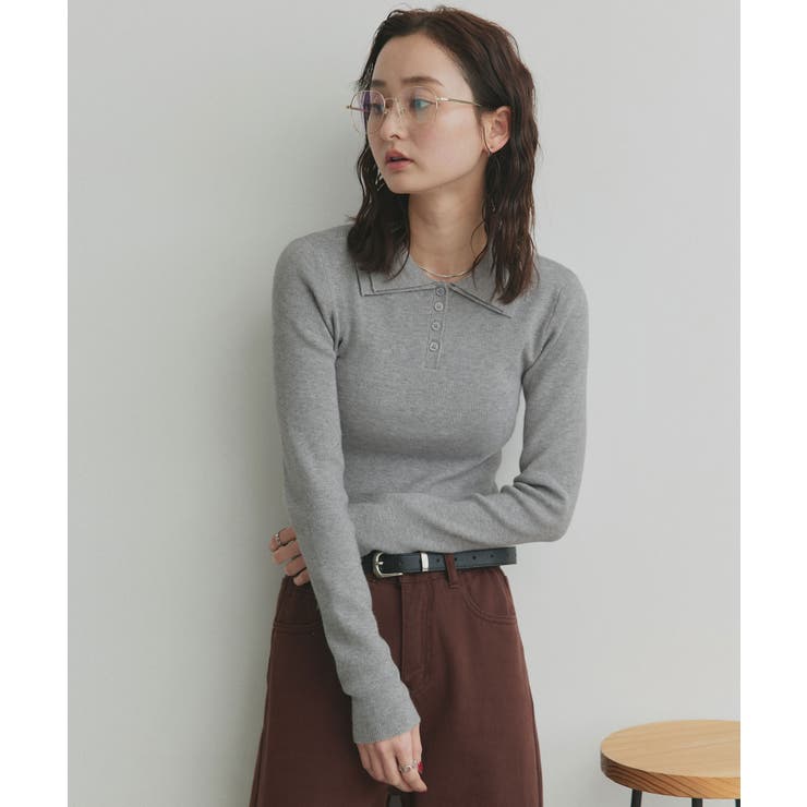 【2026SS新作】ダブルカラーポロニットトップス | ad thie | 詳細画像28 