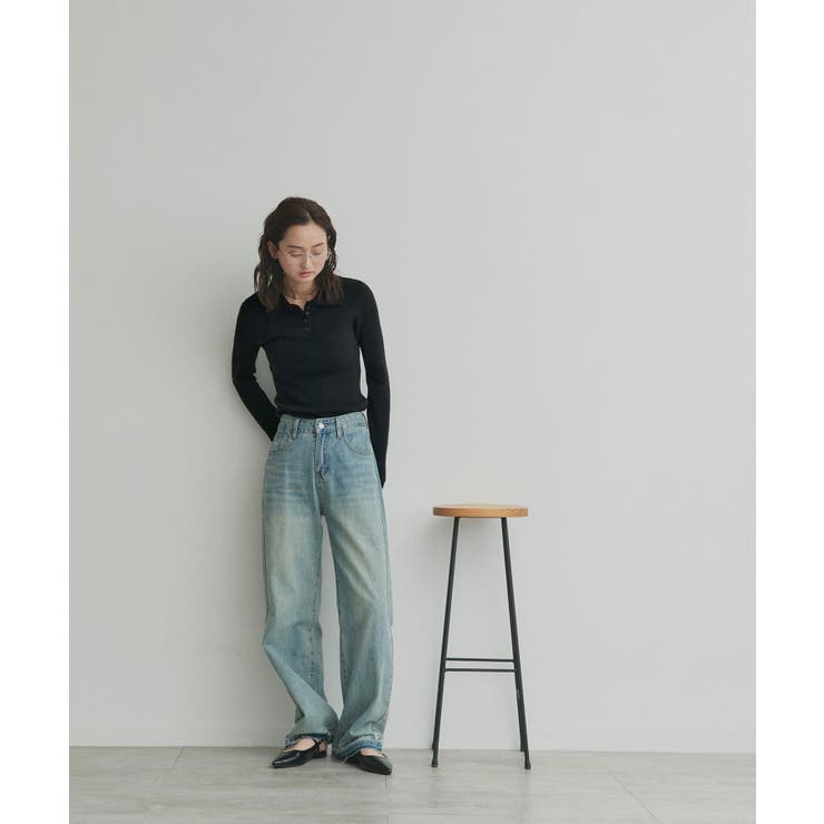 【2026SS新作】ダブルカラーポロニットトップス | ad thie | 詳細画像3 