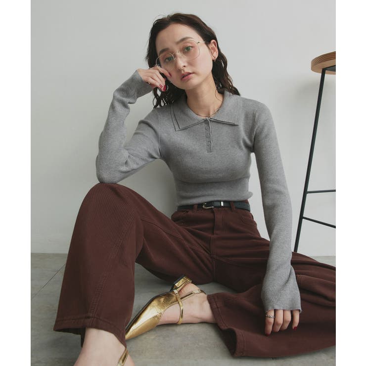 【2026SS新作】ダブルカラーポロニットトップス | ad thie | 詳細画像30 