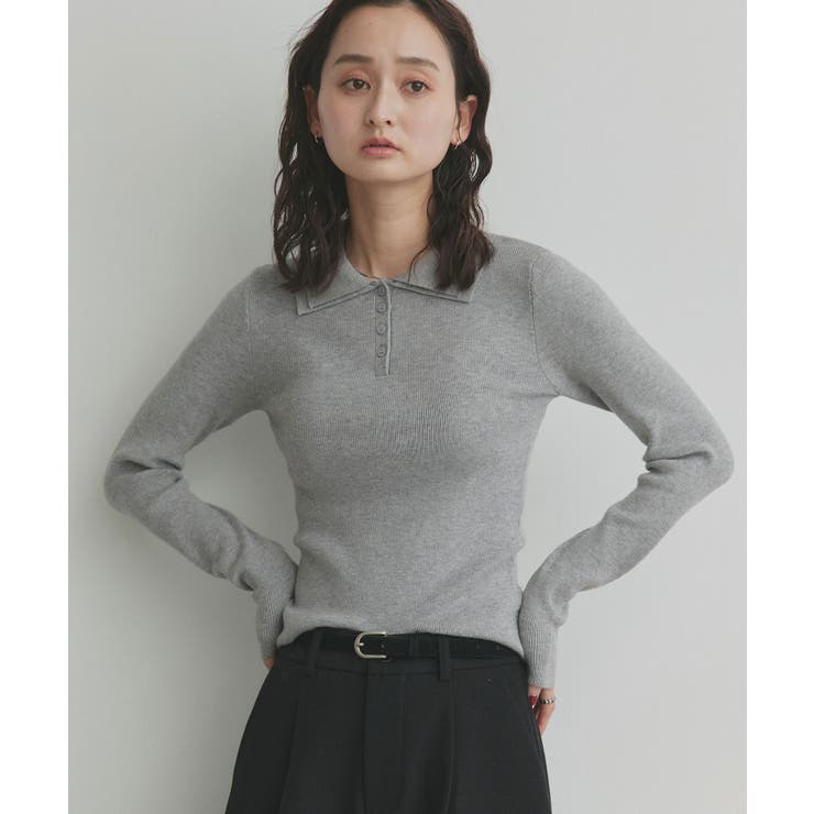 【2026SS新作】ダブルカラーポロニットトップス | ad thie | 詳細画像35 