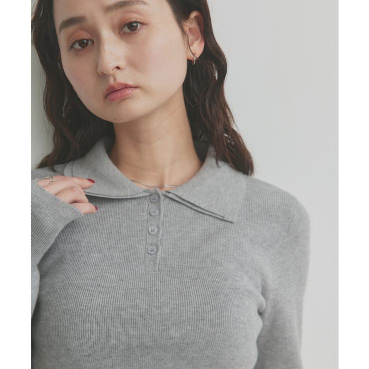 【2026SS新作】ダブルカラーポロニットトップス | ad thie | 詳細画像36 