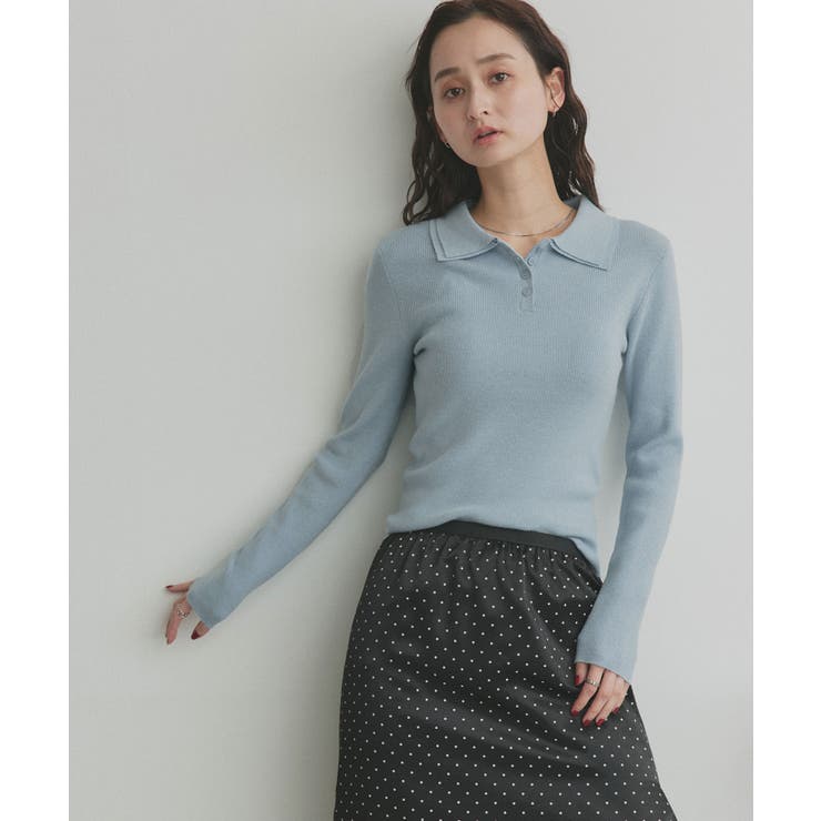 【2026SS新作】ダブルカラーポロニットトップス | ad thie | 詳細画像42 