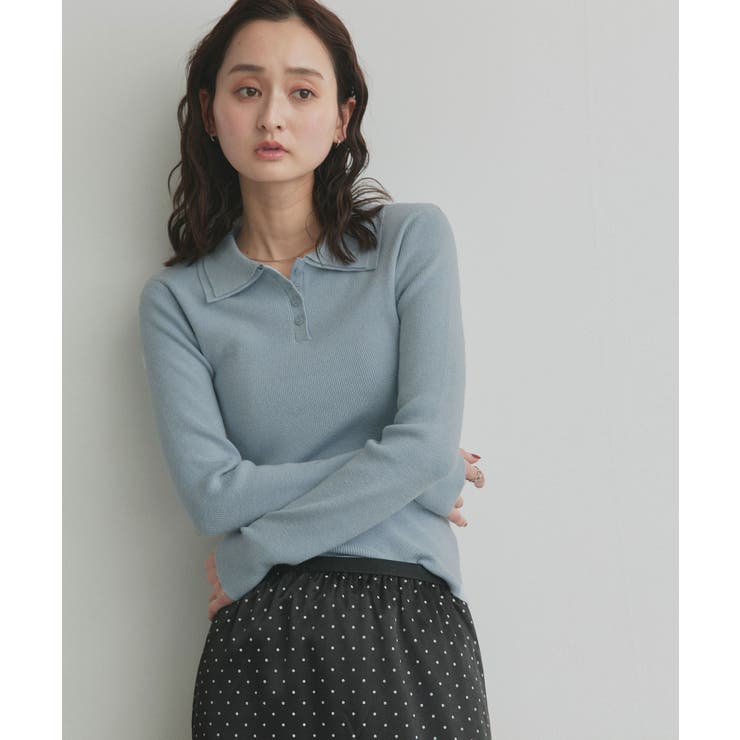 【2026SS新作】ダブルカラーポロニットトップス | ad thie | 詳細画像43 