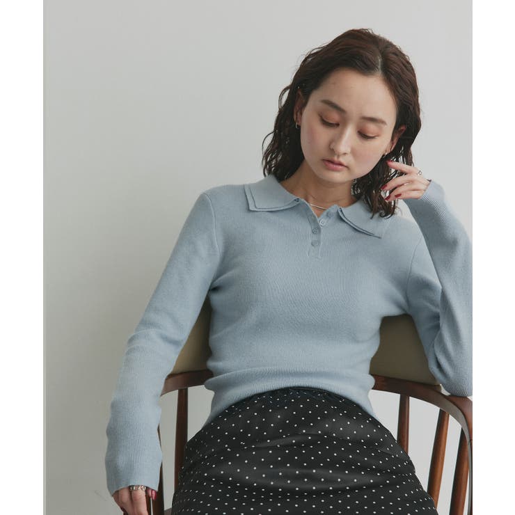 【2026SS新作】ダブルカラーポロニットトップス | ad thie | 詳細画像44 