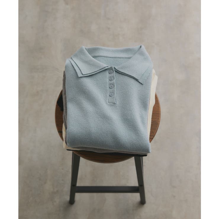 【2026SS新作】ダブルカラーポロニットトップス | ad thie | 詳細画像46 