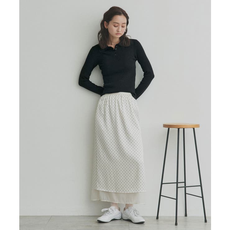 【2026SS新作】ダブルカラーポロニットトップス | ad thie | 詳細画像7 