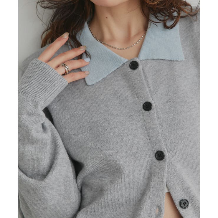 【2026SS新作】バイカラーポロニットカーディガン | ad thie | 詳細画像11 