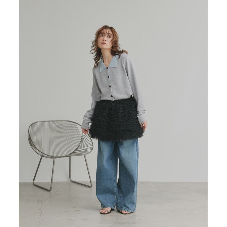 【2026SS新作】バイカラーポロニットカーディガン | ad thie | 詳細画像2 