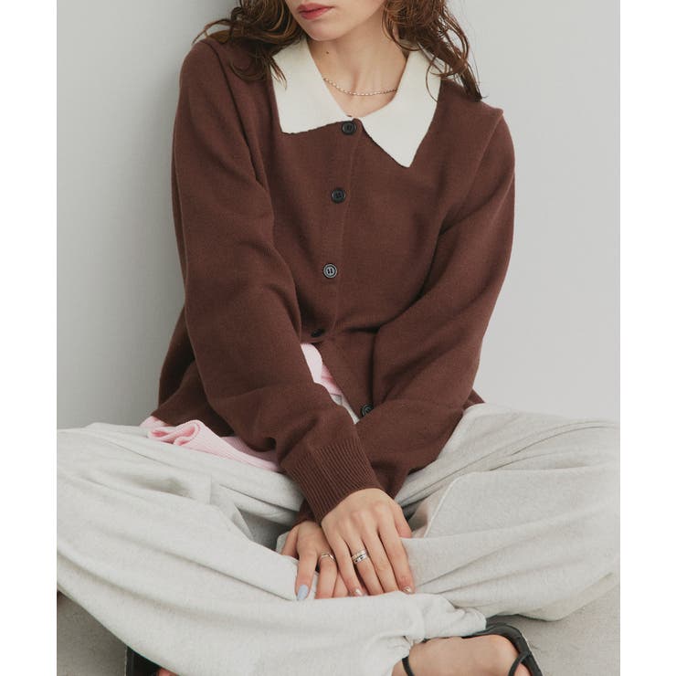 【2026SS新作】バイカラーポロニットカーディガン | ad thie | 詳細画像29 