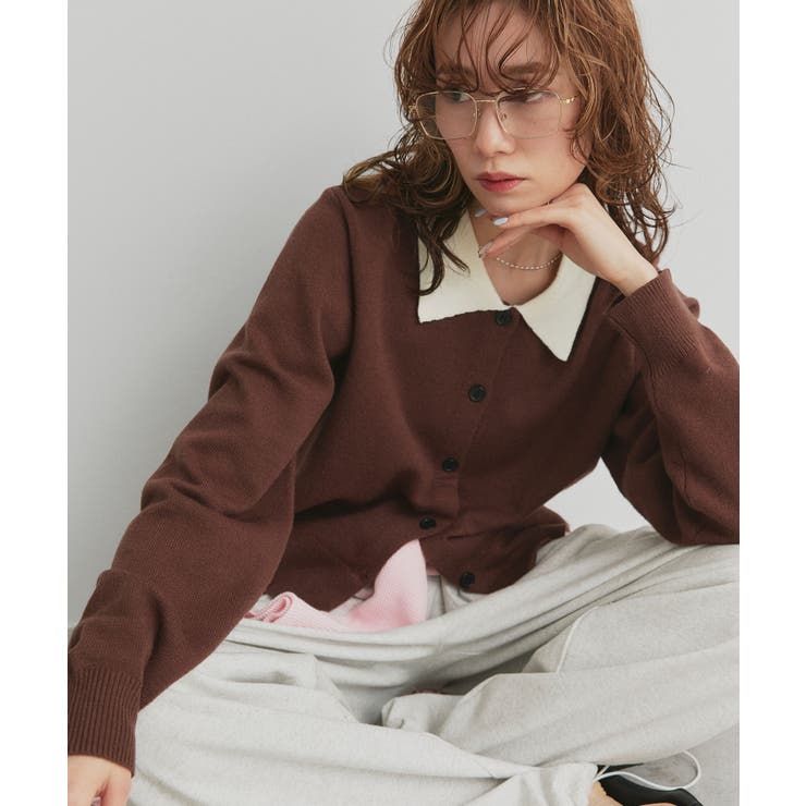 【2026SS新作】バイカラーポロニットカーディガン | ad thie | 詳細画像30 