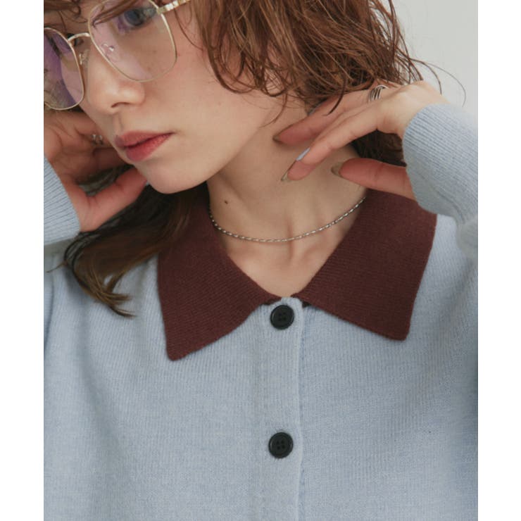 【2026SS新作】バイカラーポロニットカーディガン | ad thie | 詳細画像43 