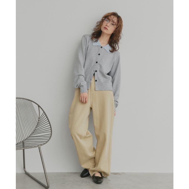 【2026SS新作】バイカラーポロニットカーディガン | ad thie | 詳細画像7 