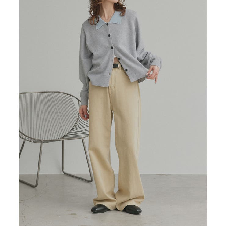 【2026SS新作】バイカラーポロニットカーディガン | ad thie | 詳細画像9 