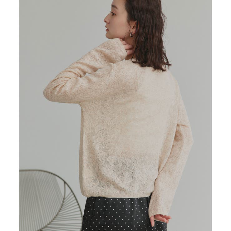 【2026SS新作】透かし柄編みラメニットトップス | ad thie | 詳細画像10 