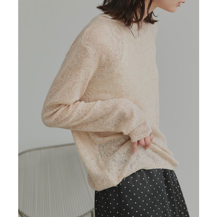 【2026SS新作】透かし柄編みラメニットトップス | ad thie | 詳細画像11 