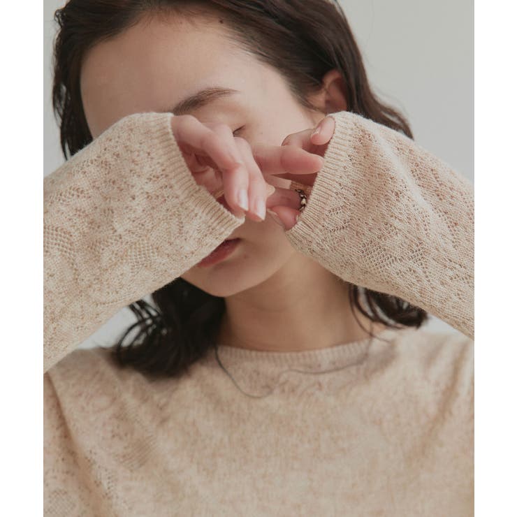 【2026SS新作】透かし柄編みラメニットトップス | ad thie | 詳細画像14 