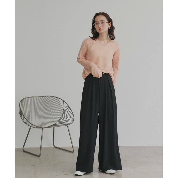 【2026SS新作】透かし柄編みラメニットトップス | ad thie | 詳細画像15 