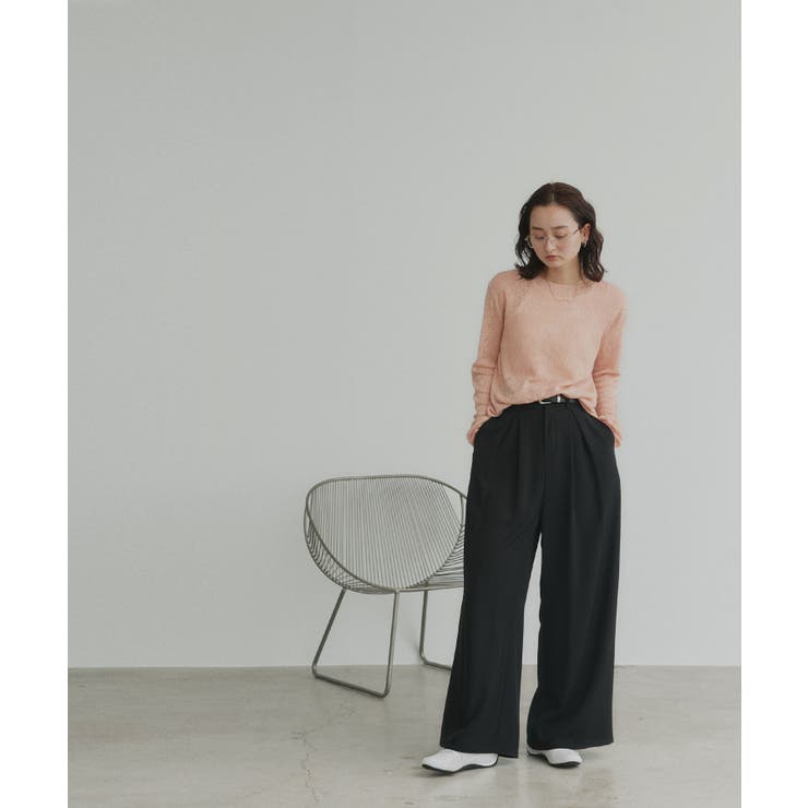 【2026SS新作】透かし柄編みラメニットトップス | ad thie | 詳細画像16 