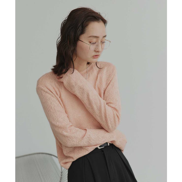 【2026SS新作】透かし柄編みラメニットトップス | ad thie | 詳細画像17 