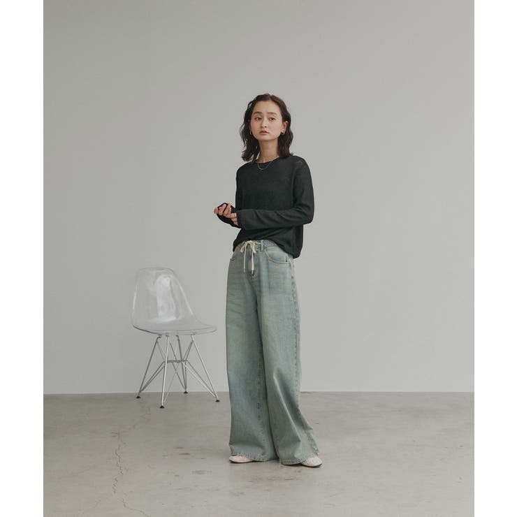 【2026SS新作】透かし柄編みラメニットトップス | ad thie | 詳細画像3 