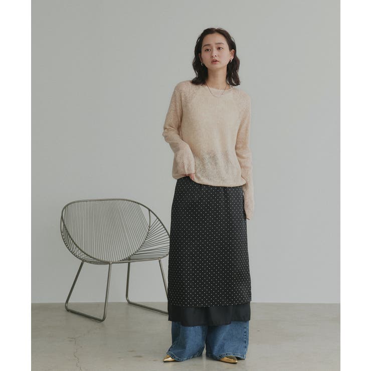 【2026SS新作】透かし柄編みラメニットトップス | ad thie | 詳細画像8 