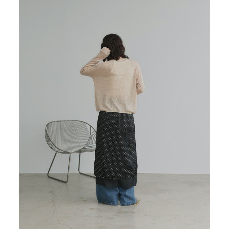 【2026SS新作】透かし柄編みラメニットトップス | ad thie | 詳細画像9 