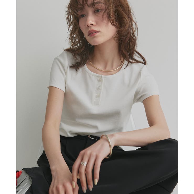 オフホワイト | 【2026SS新作】ヘンリーネック フライスコンパクトTシャツ | ad thie