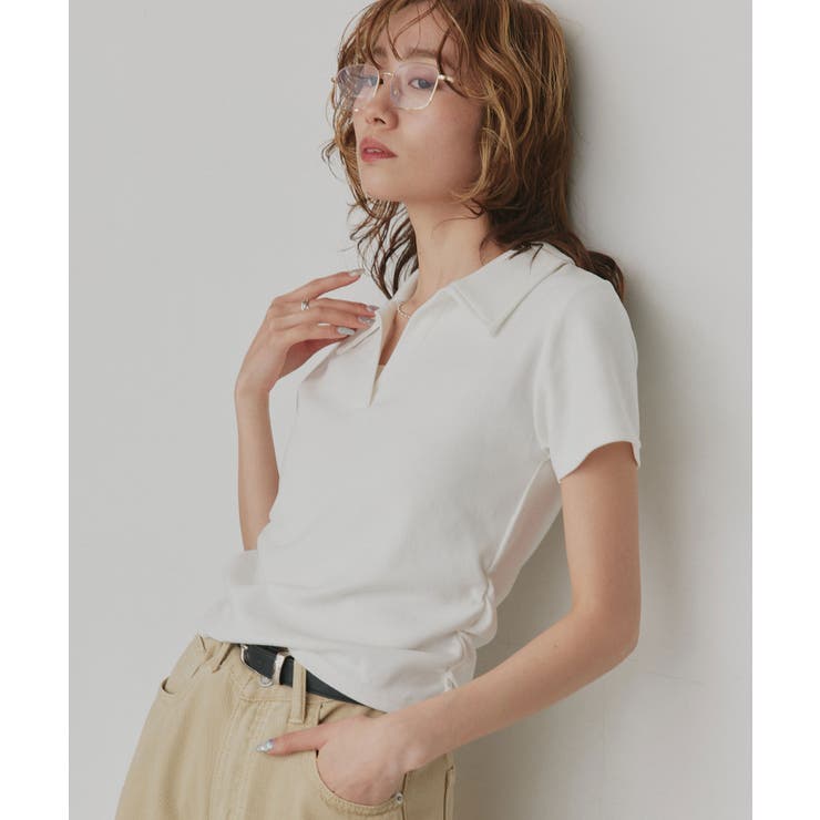【2026SS新作】サイドギャザー フライスコンパクトスキッパーTシャツ | ad thie | 詳細画像6 